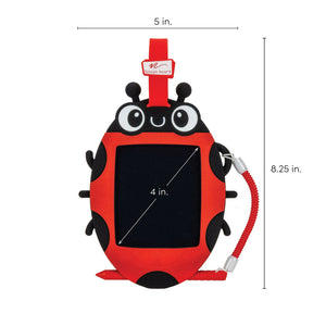Sketch Pals™ Doodle Board - Ivy the Ladybug - front view with screen and board dimensions displayed