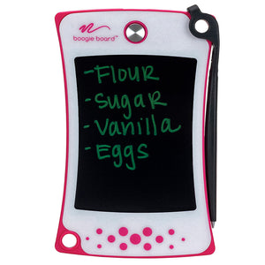 Jot™ Pocket Writing Tablet Pink front view with writing on screen